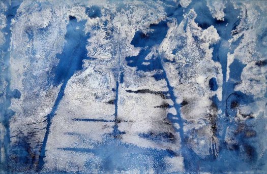 Ribcage, salt and prussian blue on somerset, 48 x 72 inches, 2012