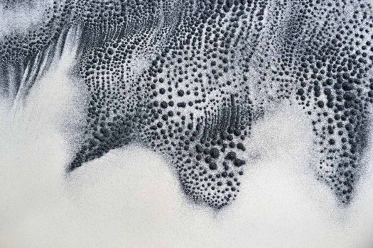 sound image (photographic documentation) - patterns in caborundum created by sound vibrations, approximate area pictured 20 x 20 inches, 2012 